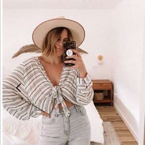 Striped Tie Front Top